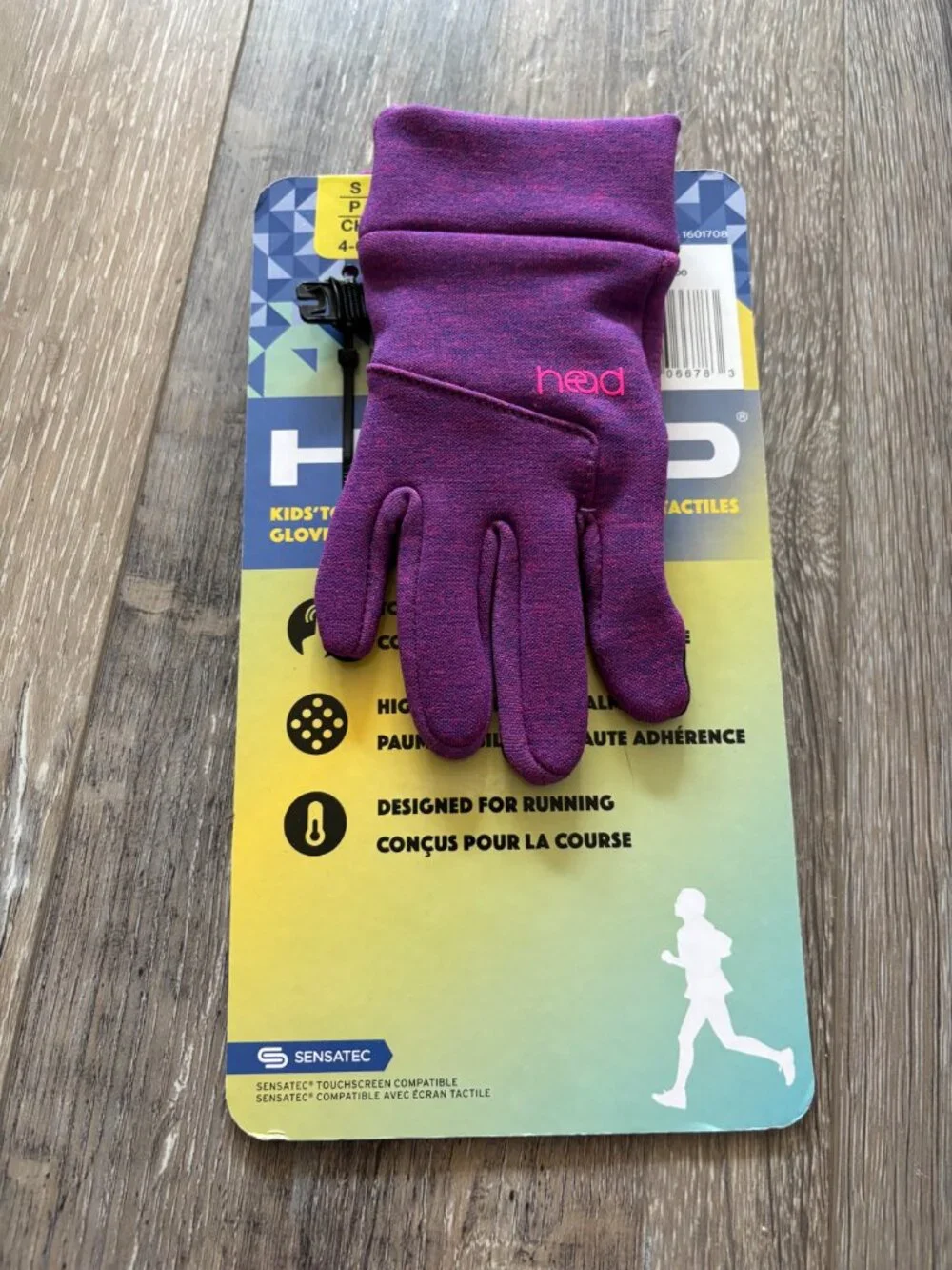 Head Sensatec Kids Touchscreen Gloves Silicone Palm Purple Small 4-6